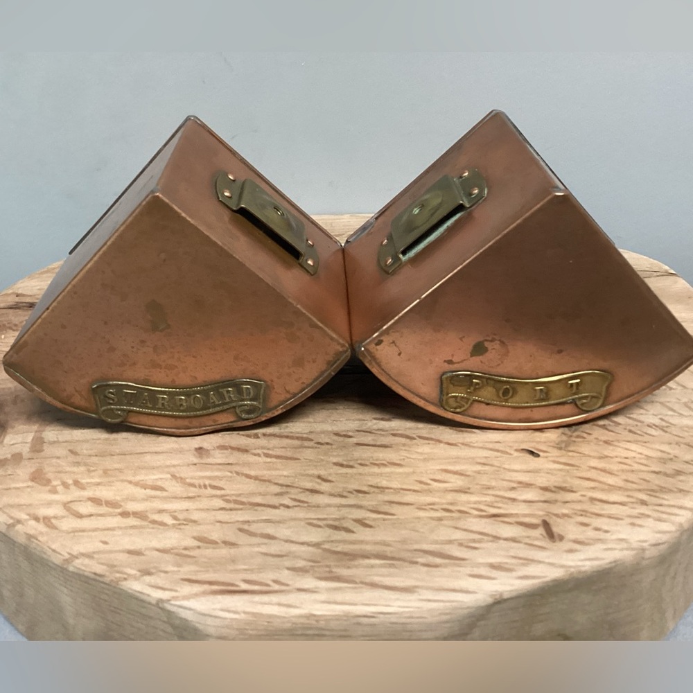 🟠 Vintage - Antique ? Copper Brass & Glass Crafted Nautical Boat Lanterns Rare - Picture 10 of 16